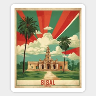 Sisal Yucatan Mexico Vintage Tourism Travel Retro Magnet